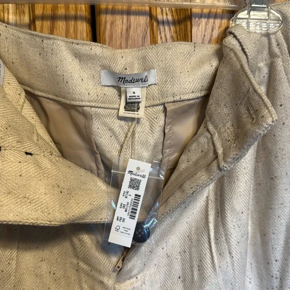 Madewell Oatmeal Harlow Wide Leg Pant in Herringbone Italian Fabric - Picture 5 of 5